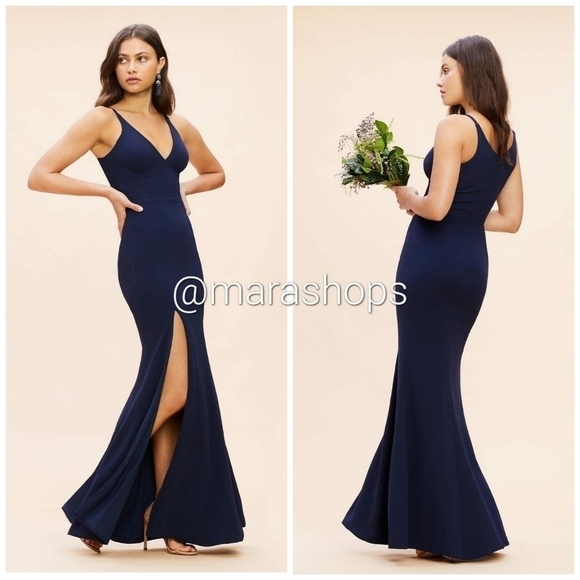 Dress the Population Iris Slit Crepe Gown - Picture 2 of 8